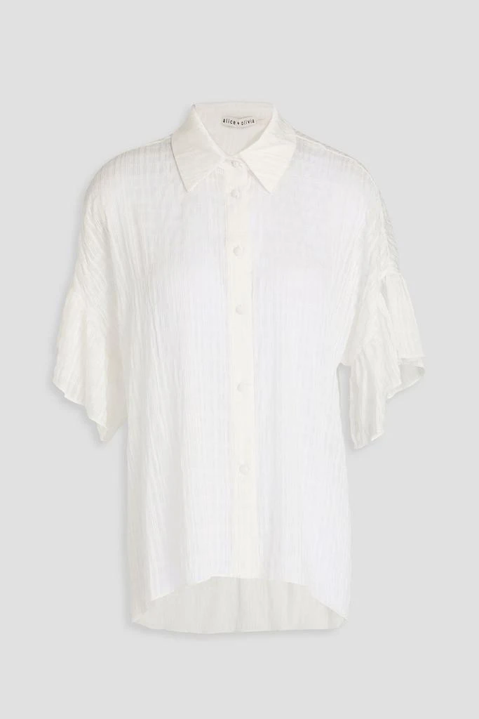 Alice + Olivia Edyth ruffled seersucker shirt 1