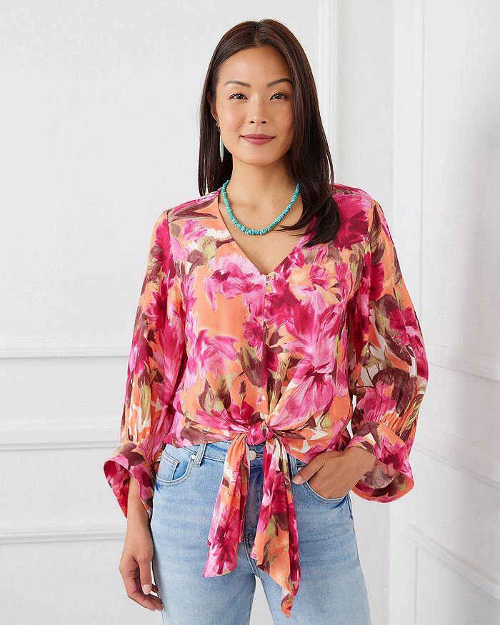 Karen Kane Blouson Sleeve Tie Front Top 5