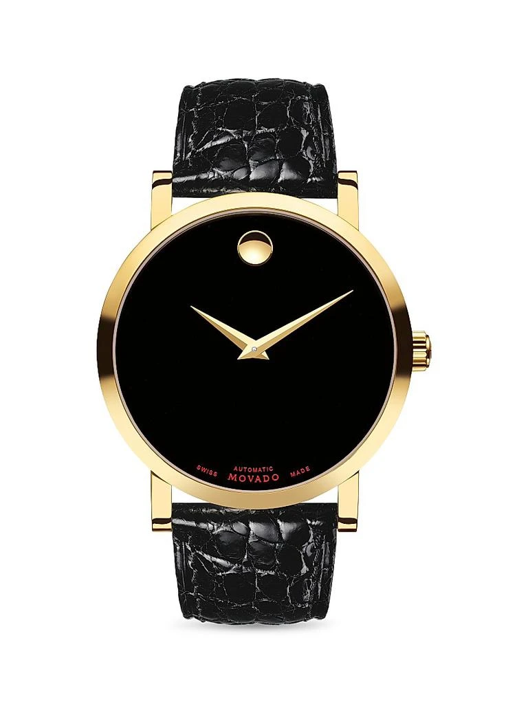 Movado Museum Red Label Automatic Gold PVD Stainless Steel & Alligator Strap Watch 1