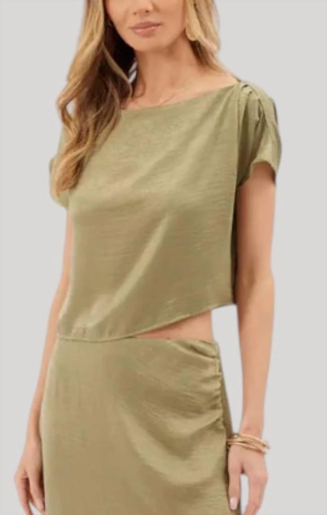 Kylie Paige Gigi Satin Top In Sage 2