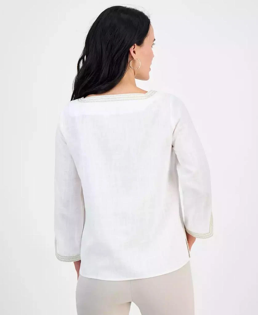 JM Collection Petite Square-Neck Rope-Trim 3/4-Sleeve Top, Exclusively at Macy's 4