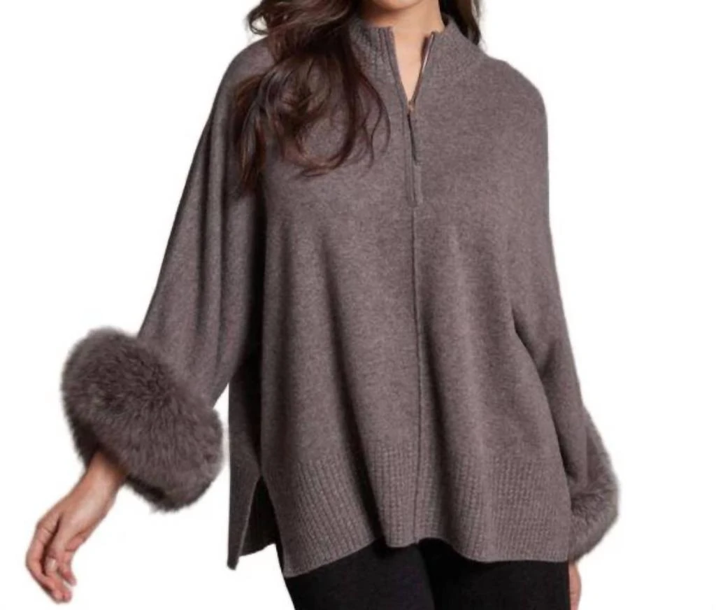 Alashan Cashmere Alashan Cashmere - Eliza Fox Trim Poncho