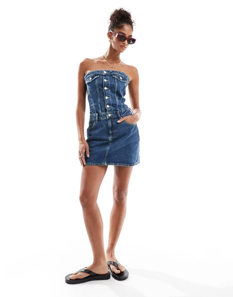 white christmas dresses DENIM BANDEAU DRESS – The J. Nicole Collection