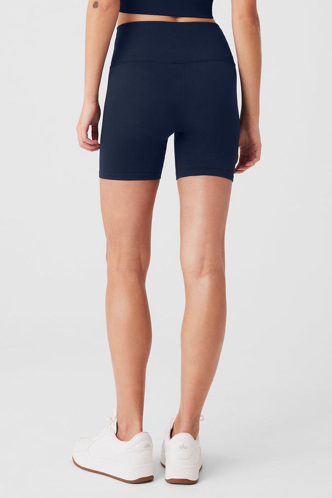 Alo 5" Seamless Ribbed Favorite Short - Navy