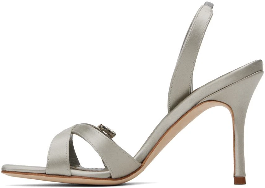 Manolo Blahnik Gray Ramisli Heeled Sandals 3