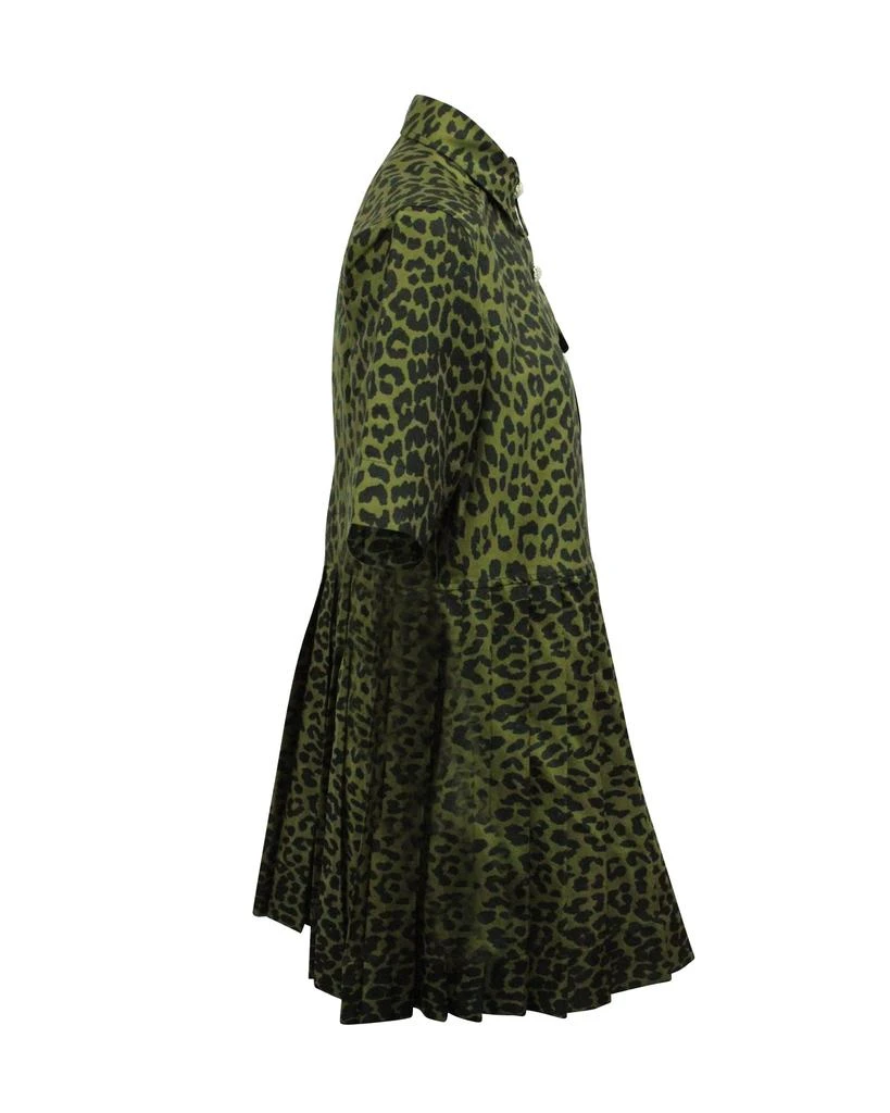 Ganni Ganni Crispy Jacquard Button Front Dress in Green Polyester 2