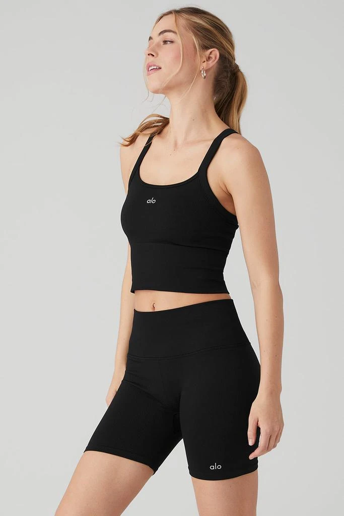 Alo Yoga Seamless Ribbed Favorite Bra Tank - Black 3