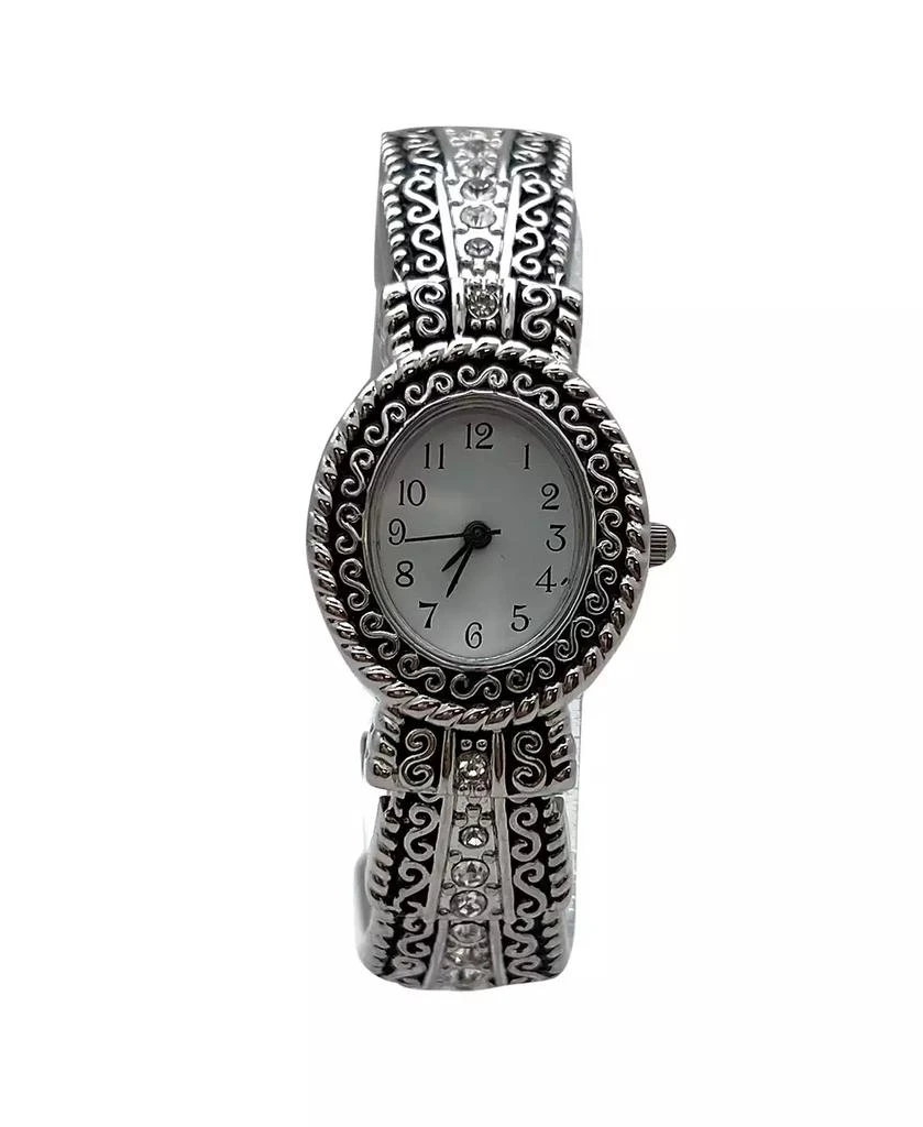 Olivia Pratt Silver New Elegant Textured Bangle Women Watch 1