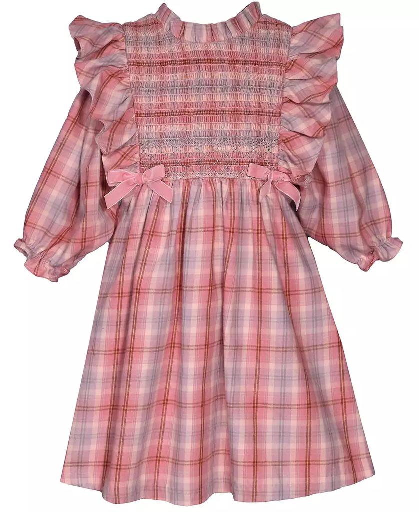 Bonnie Jean Little Girls Pinafore Ruffled Plaid Smocked Dress