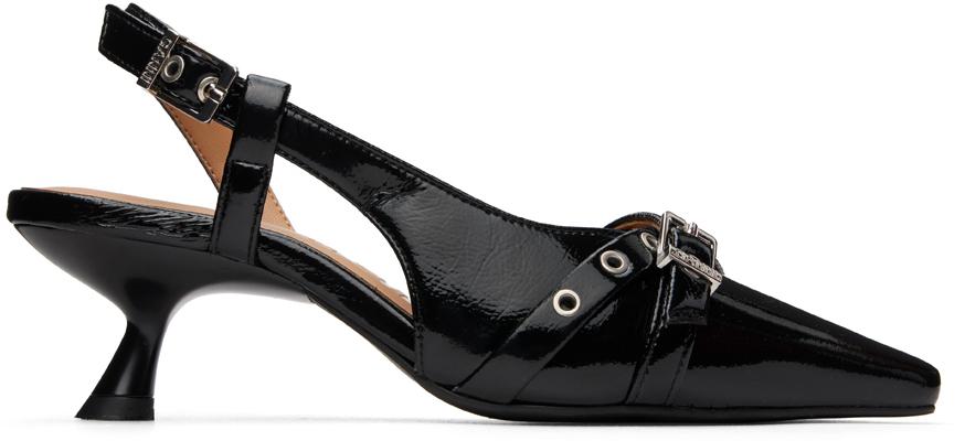 【関税＆送料込み】Ganni 'Black Feminine Buckle' Slingback Black Black Feminine Buckle Slingback Pumps | GANNI US