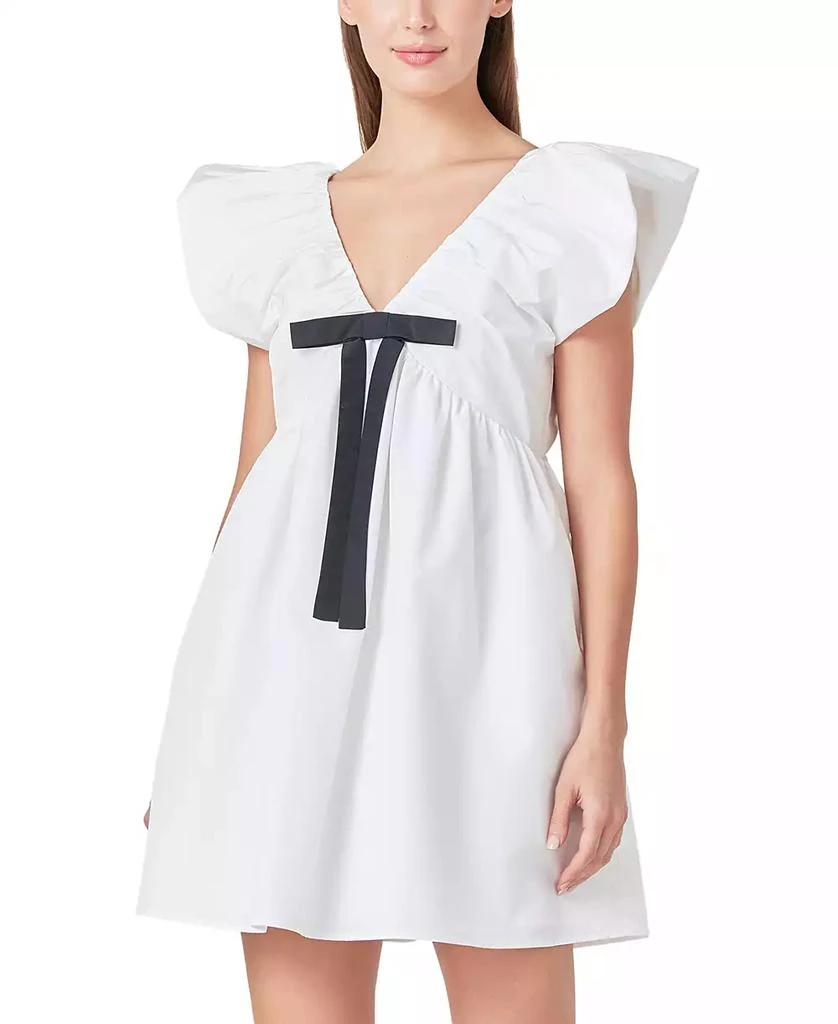 Endless Rose Women's Contrast-Bow Flutter Sleeve Mini Dress 1