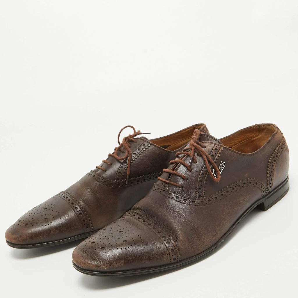 Gucci Gucci Brown Leather Lace Up Brogue Oxfords Size 44.5 2