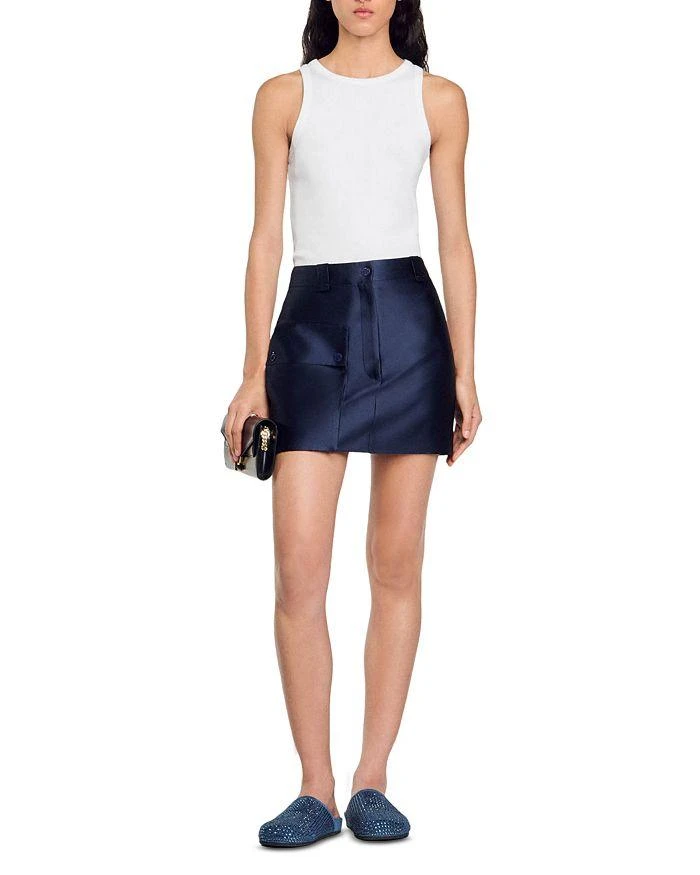 Sandro Dada Satin Cargo Mini Skirt 6