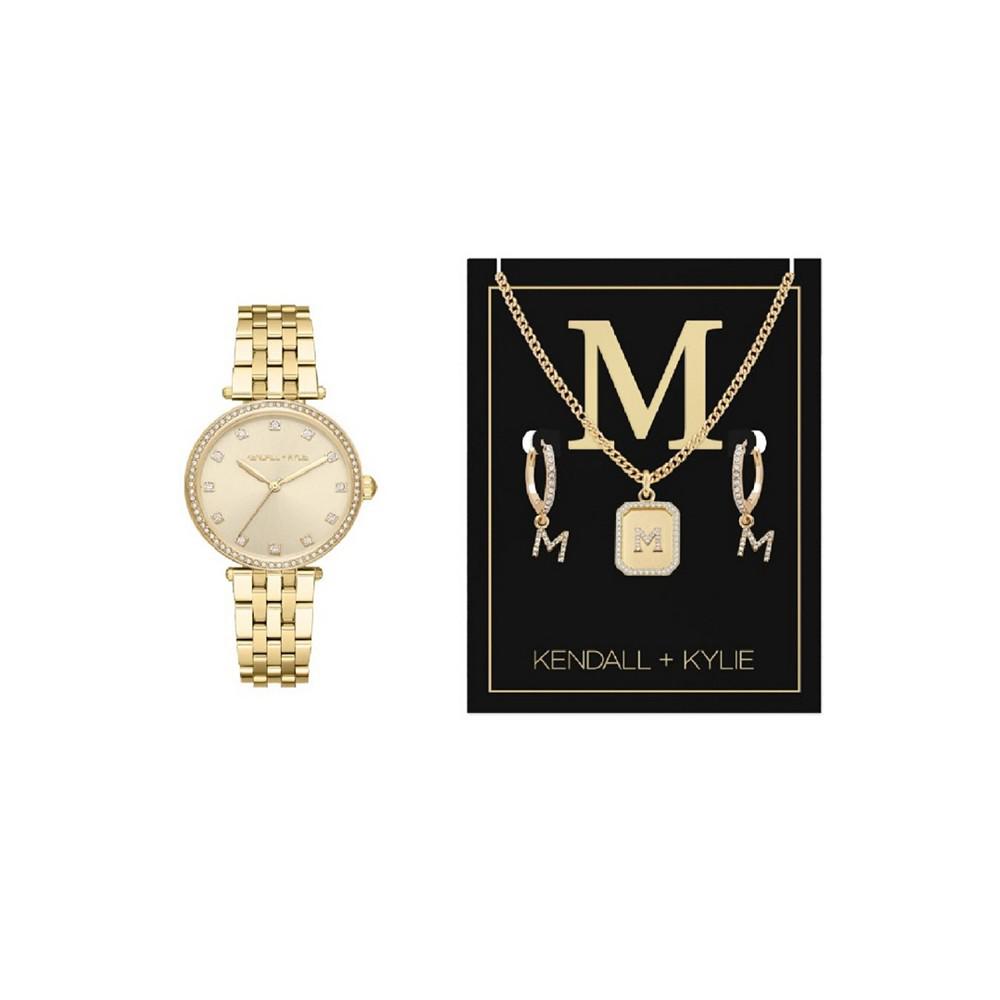 Kendall + Kylie Women's Analog Shiny Gold-Tone Watch 34mm Gift Set