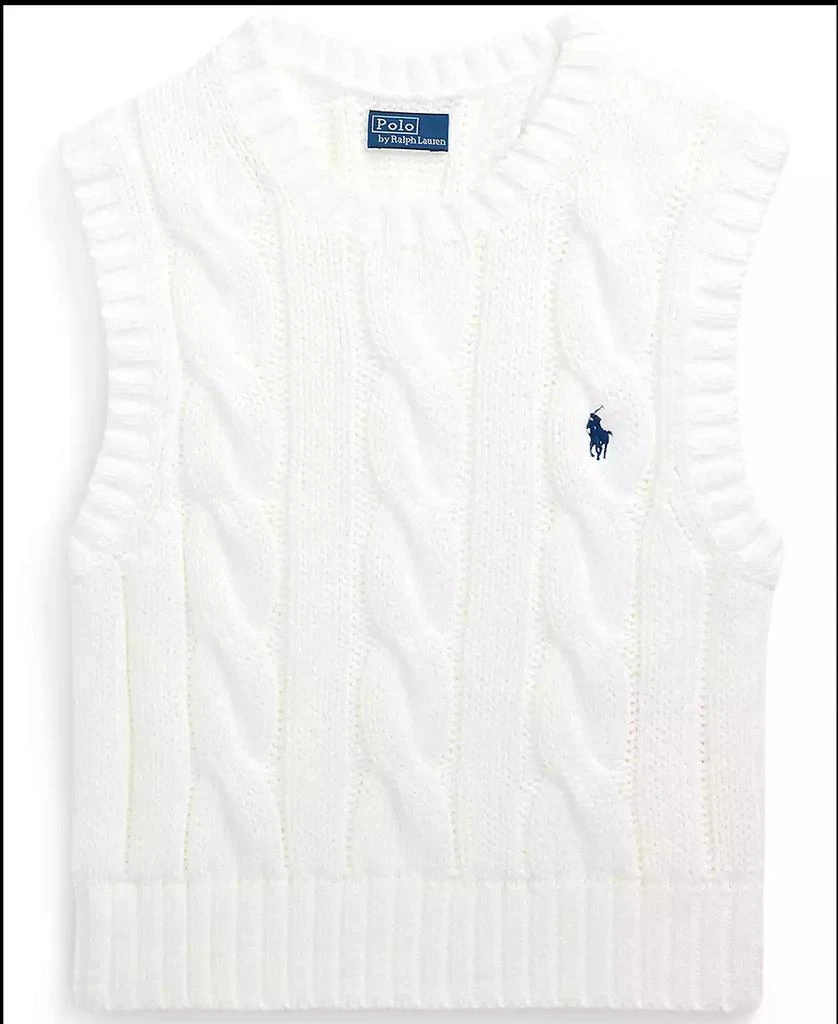 Ralph Lauren Women's Cable-Knit Cotton Cropped Sweater Vest 2