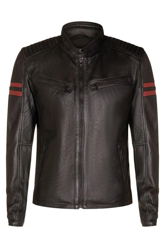 Infinity Leather Mens Black Leather Retro Bomber Jacket - Rome 1