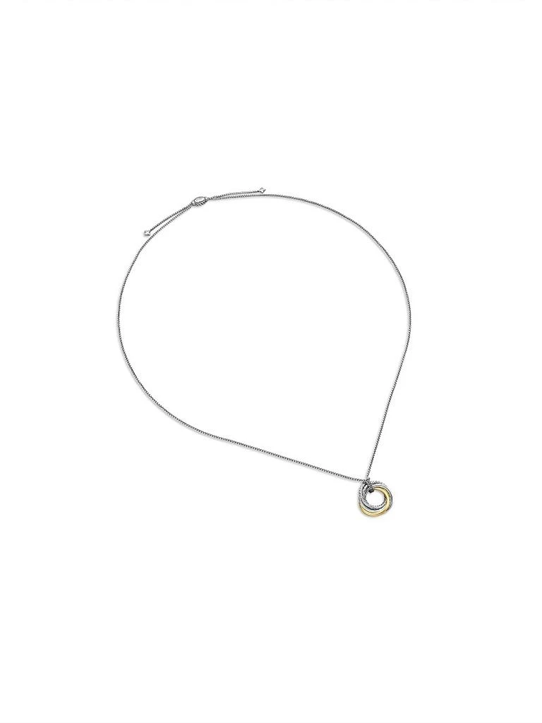 David Yurman Crossover Pendant Necklace in Sterling Silver with 14K Yellow Gold, 28mm 3