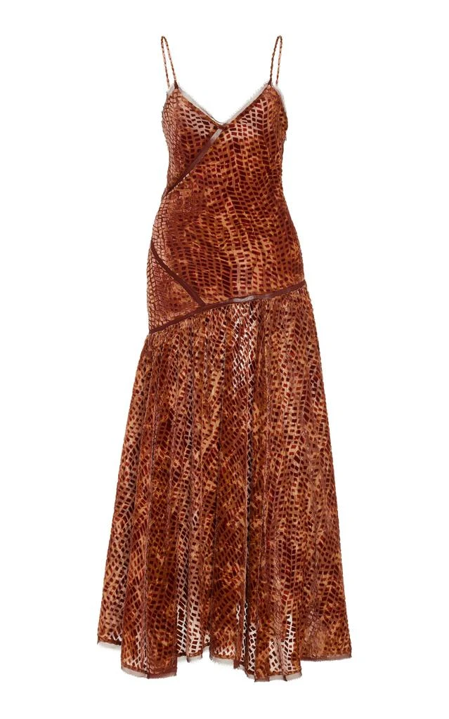 Ulla Johnson Ulla Johnson - Elodie Bias-Cut Burnout Velvet Maxi Dress - Orange - US 2 - Moda Operandi 1
