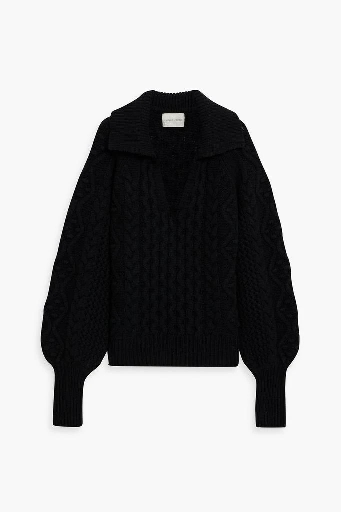 Loulou Studio Rammu cable-knit wool and cashmere-blend polo sweater 1