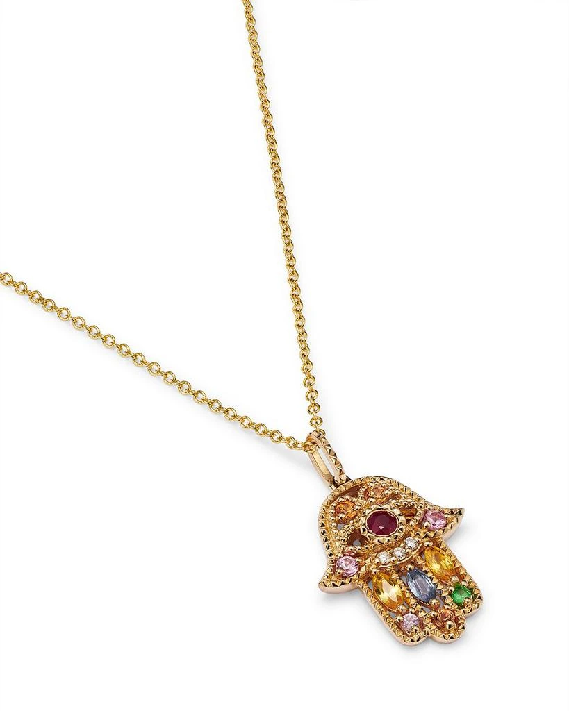 Bloomingdale
s Rainbow Gemstone 
Diamond Hamsa Pendant Necklace in 14K Yellow Gold, 18" 4