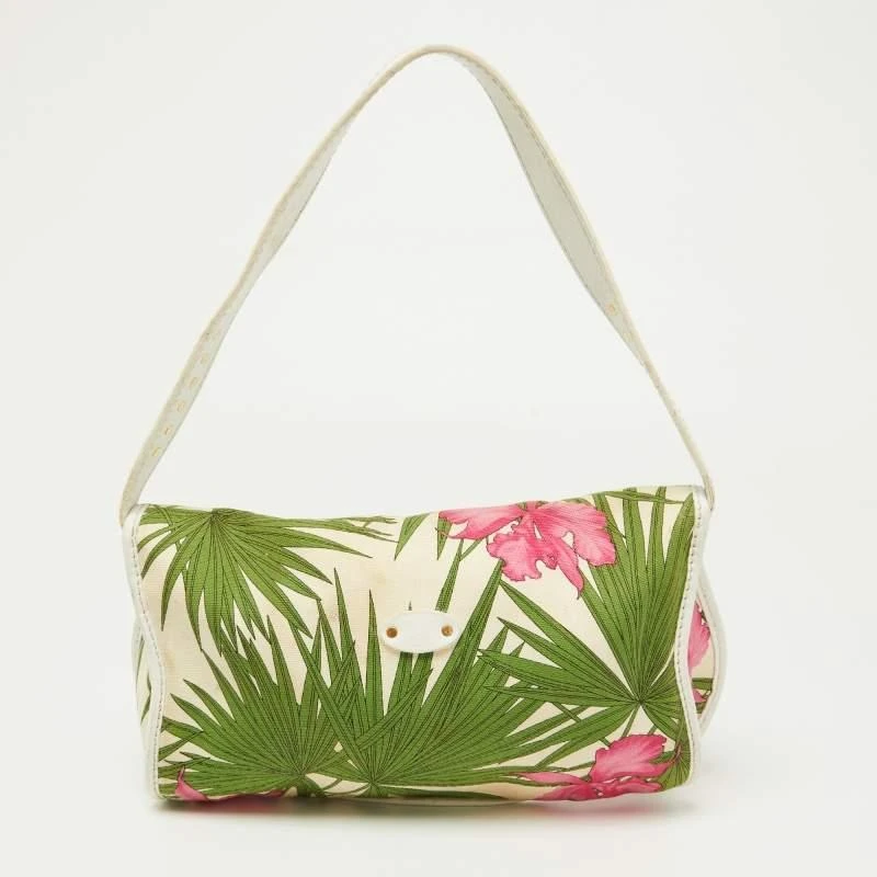 Celine Celine Multicolor Tropical Print Canvas and Leather Shoulder Bag 4