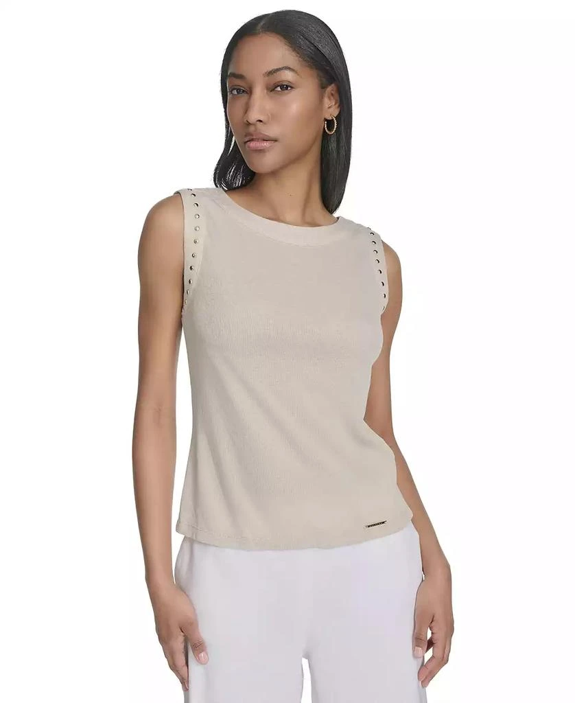 HALSTON Women's Rhinestone-Armhole Round-Neck Top 1