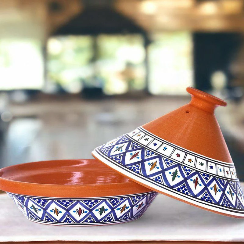 Kamsah Kamsah Bohemian Supreme Medium Blue Tagine Handcrafted Ceramic Cooking Pot 1