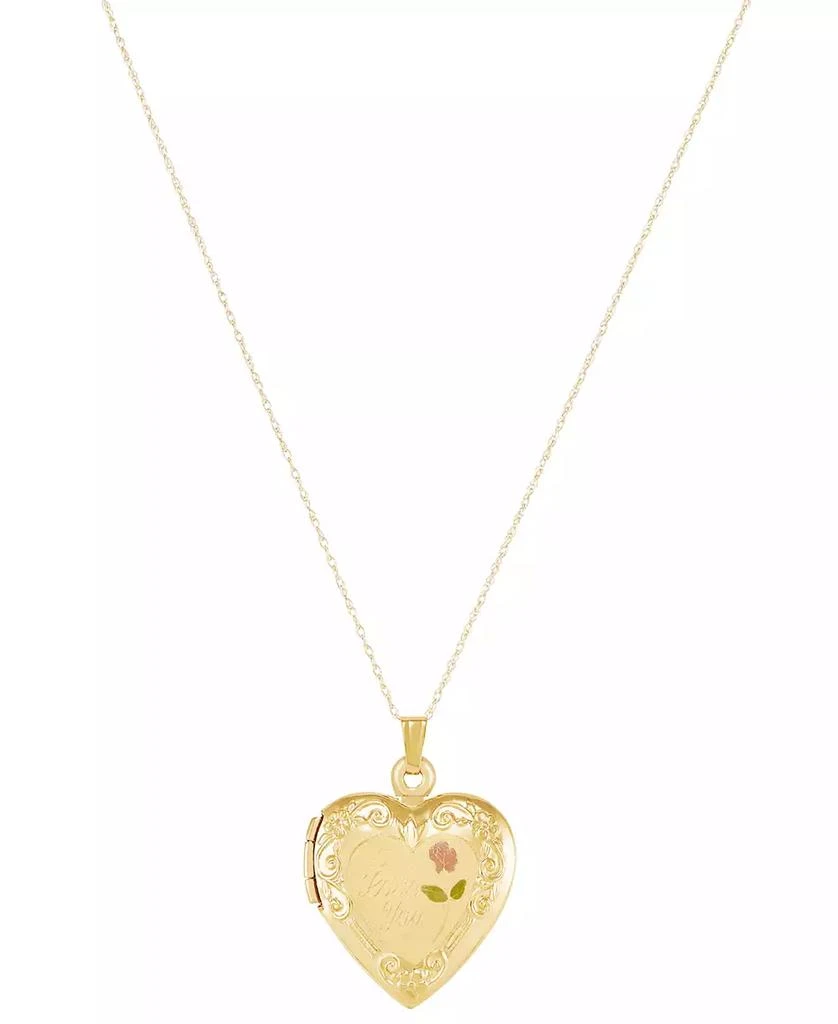 Italian Gold Engraved Heart Locket 18" Pendant Necklace in 10k Gold 3