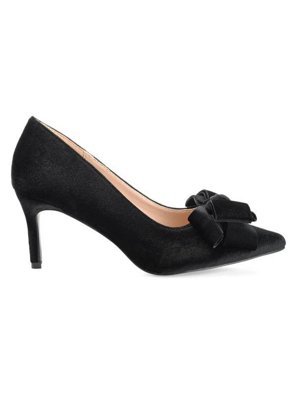JOURNEE Crystol 70MM Bow Velvet Stiletto Pumps 1