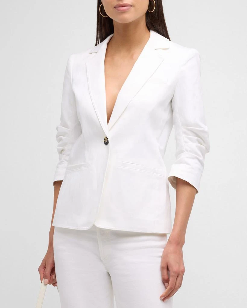 Cinq a Sept Khloe 3/4-Sleeve White Denim Blazer 4