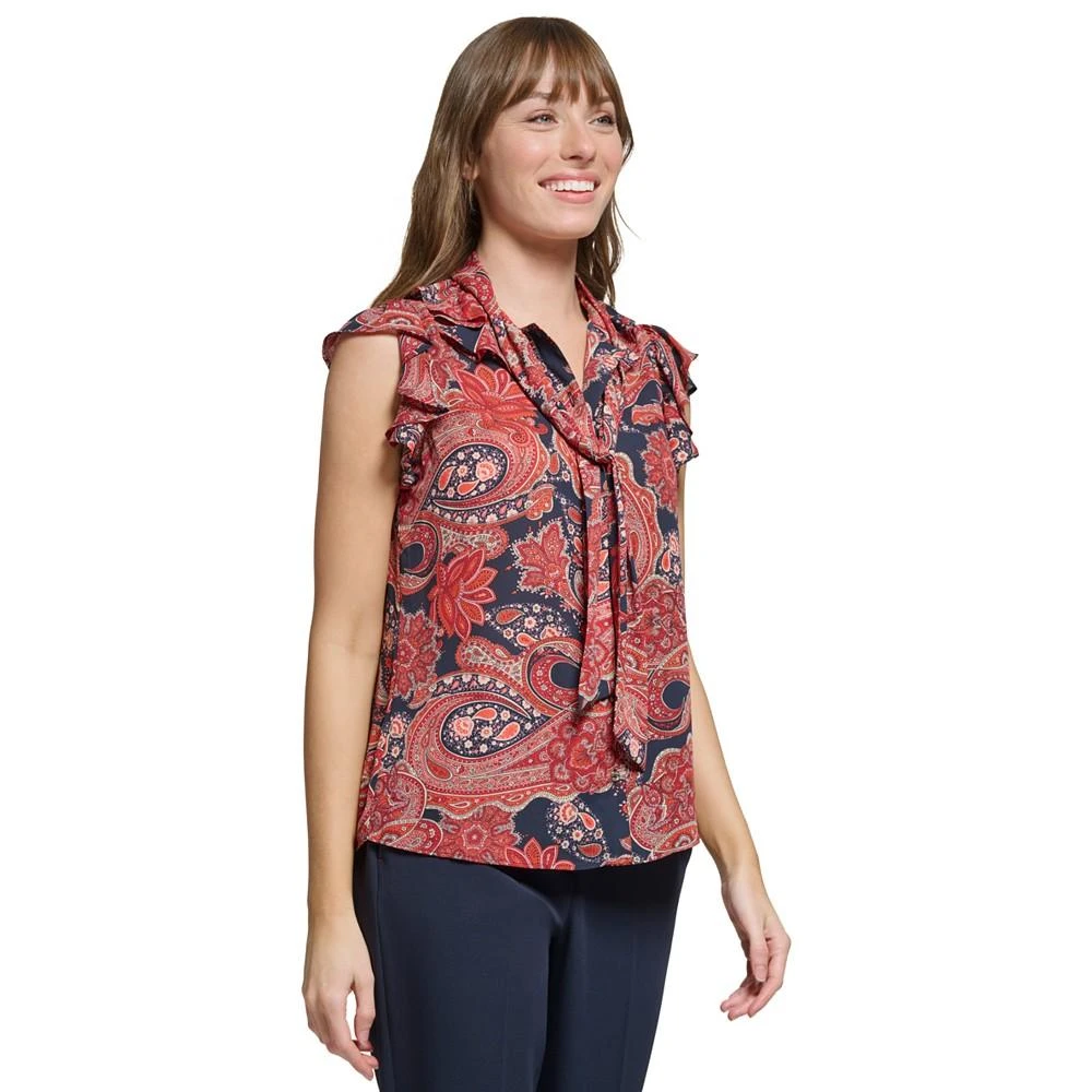 Tommy Hilfiger Women's Paisley-Print Tie-Neck Ruffle Top 5
