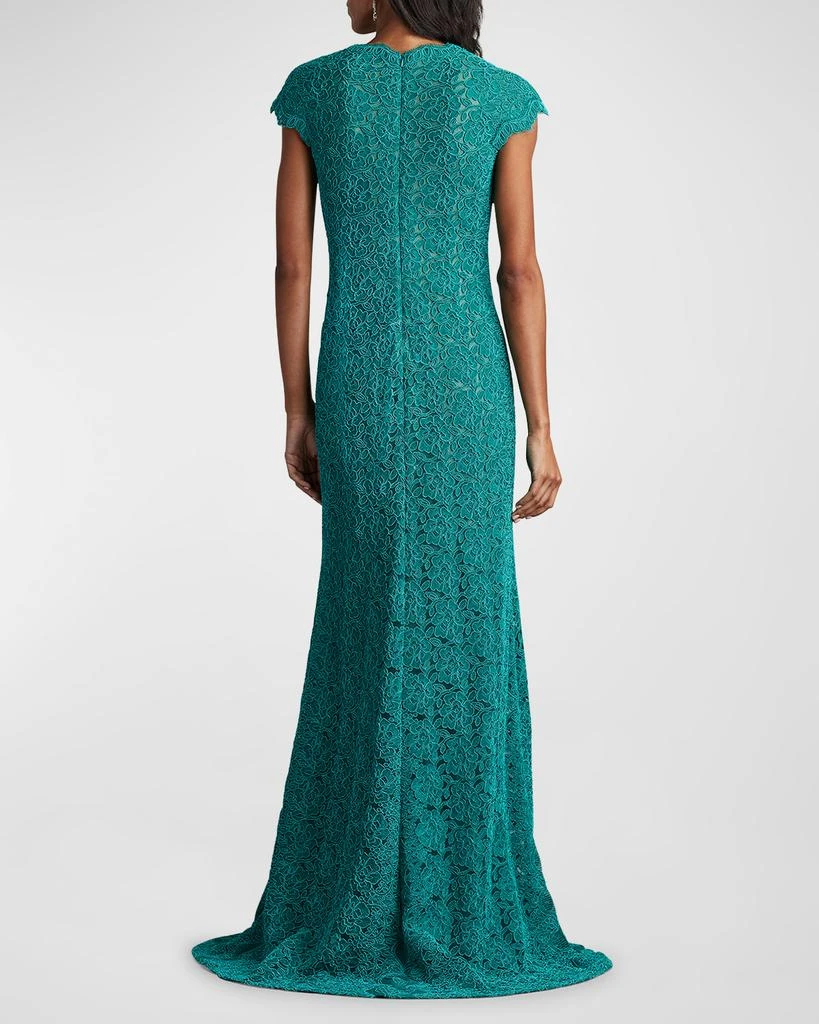 Tadashi Shoji Cap-Sleeve A-Line Floral Lace Gown 4