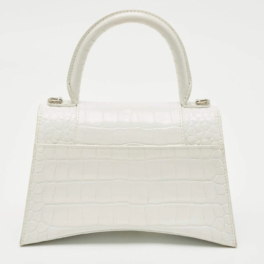 Balenciaga Balenciaga White Croc Embossed Leather Small Hourglass Top Handle Bag 4