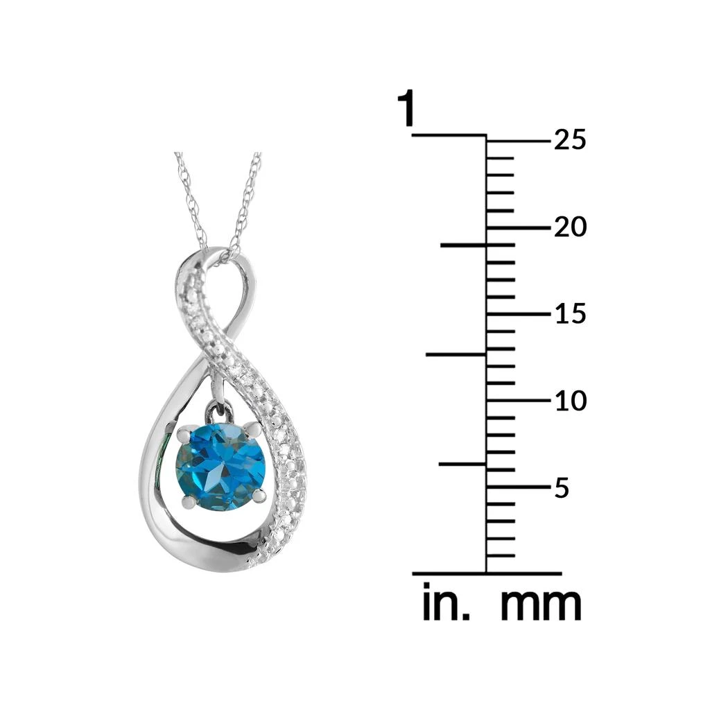 Non Branded 14K White Gold 0.03ct Diamond and Topaz Pendant Necklace PD4-15537WBT 4