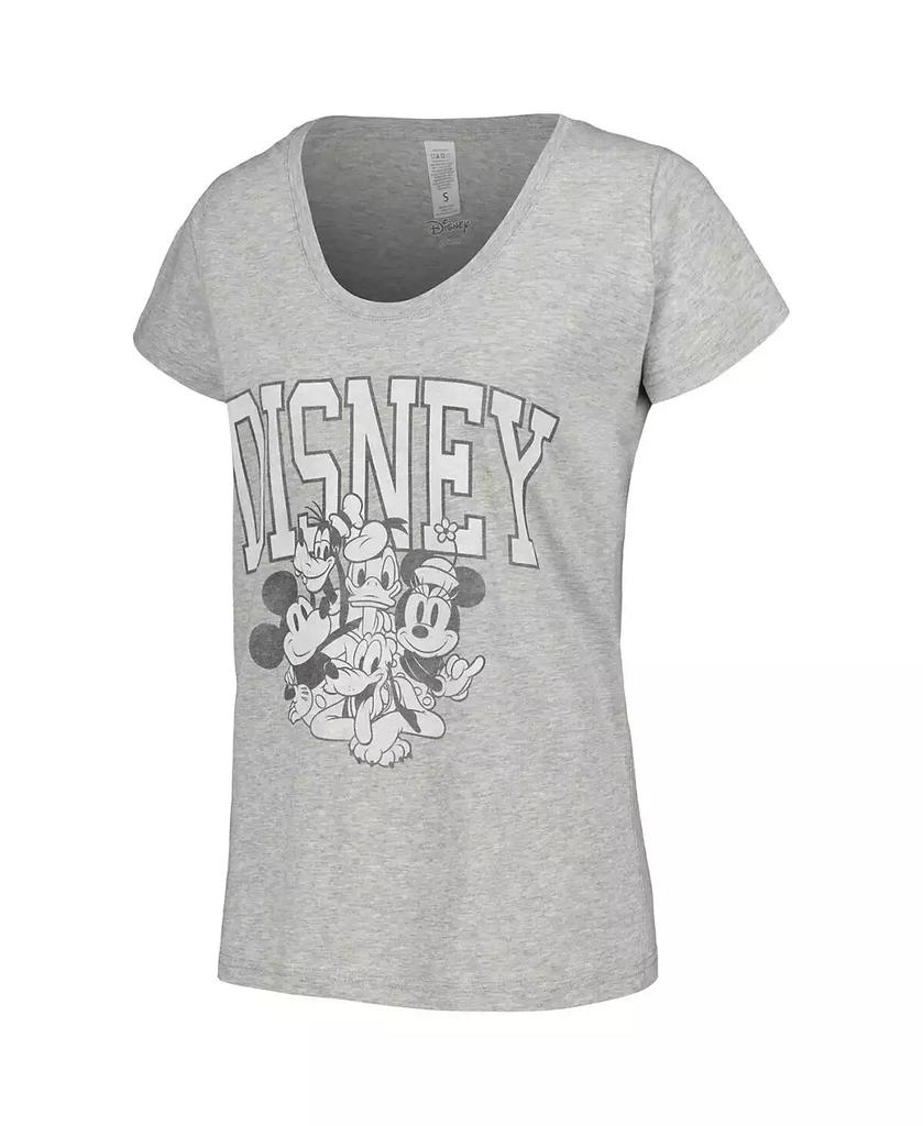 Mad Engine Women's Heather Gray Mickey & Friends Scoop Neck T-shirt