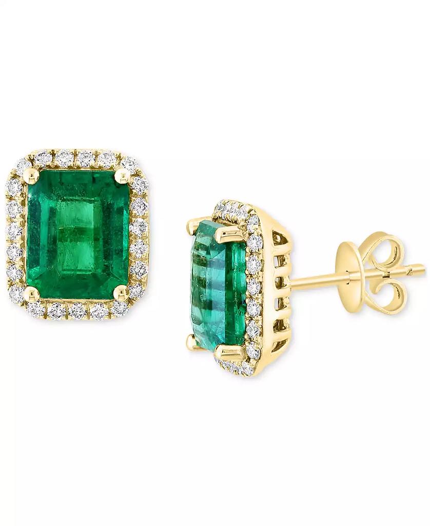 Effy EFFY Emerald (1-9/10 ct. t.w.) and Diamond (1/4 ct. t.w.) Stud Earrings in 14k Gold, Created for Macy's