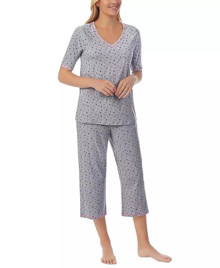 Cuddl Duds Printed Elbow-Sleeve Top & Capri Pants Pajama Set 3