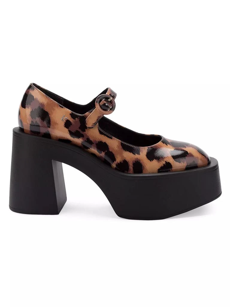 Larroudé Olivia Leopard-Print Patent Leather Mary Jane Pumps 1