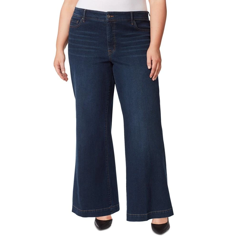 Jessica Simpson Trendy Plus Size True Love Trouser Wide-Leg Jeans 1