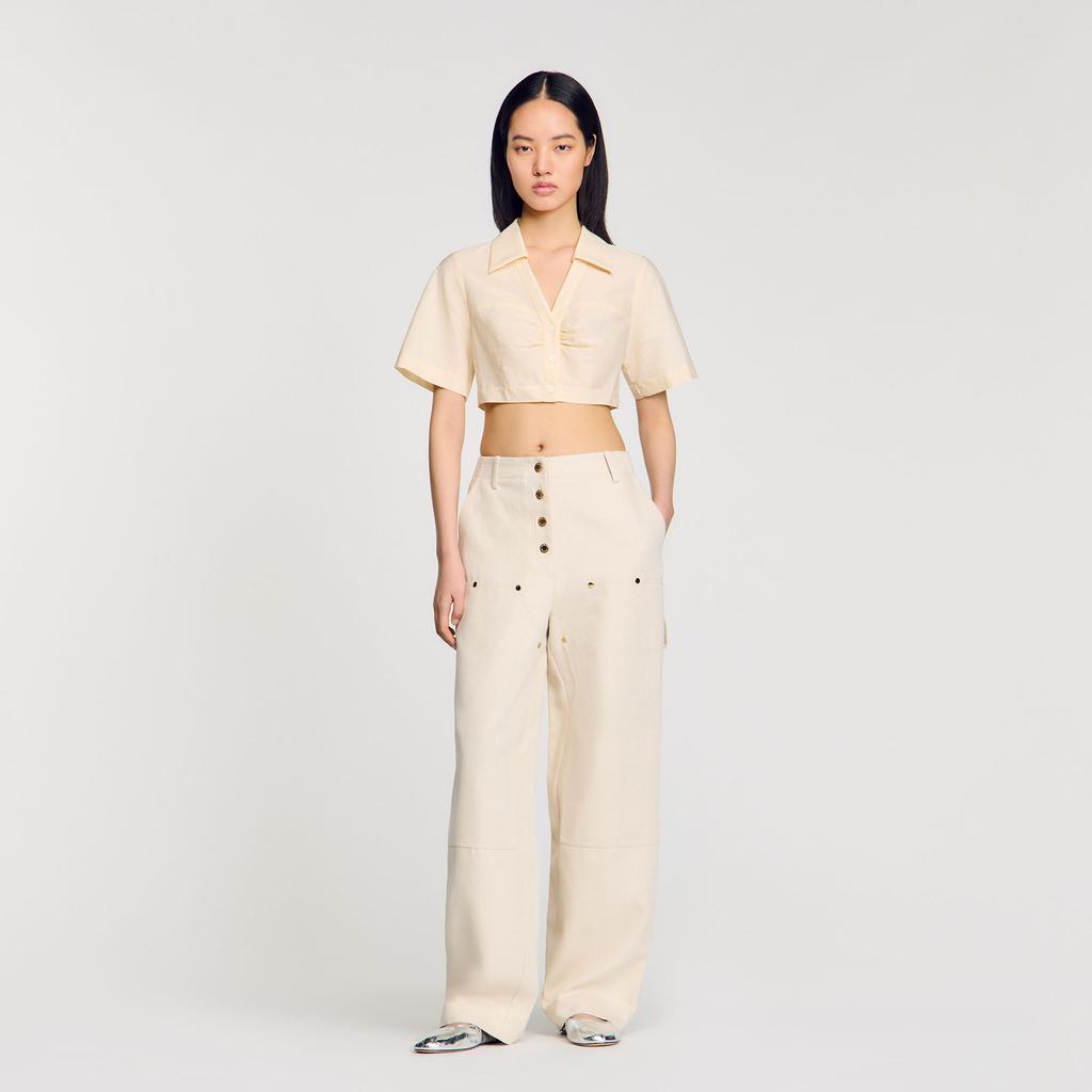 Sandro Cropped gathered shirt