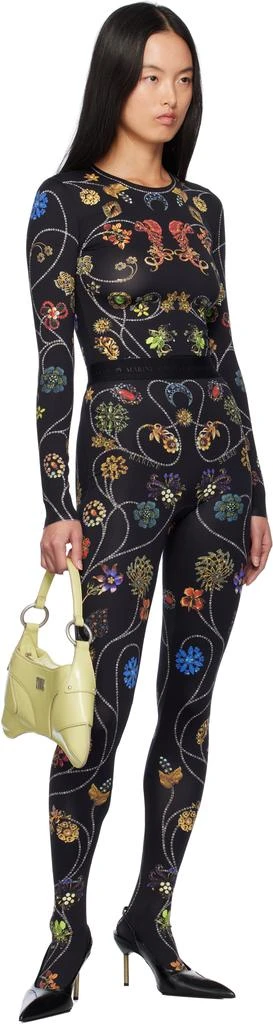 MARINE SERRE Black Floral Jewelry Printed Jersey Leggings 5