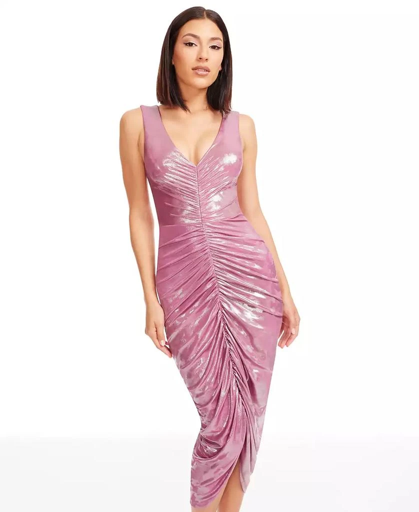 Dress The Population Women's Britt V-Neck Ruched Sleeveless Dress 2