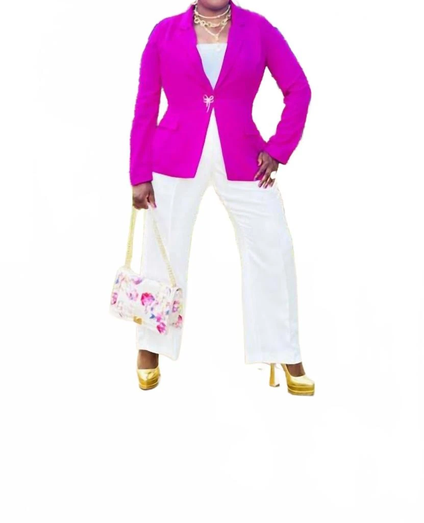 SKIES ARE BLUE Flap Pocket Open Front Blazer In Ultra Pink 2