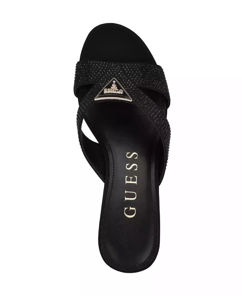 GUESS Women's Lonaa Rhinestone Cork Platform Wedge Sandals 4