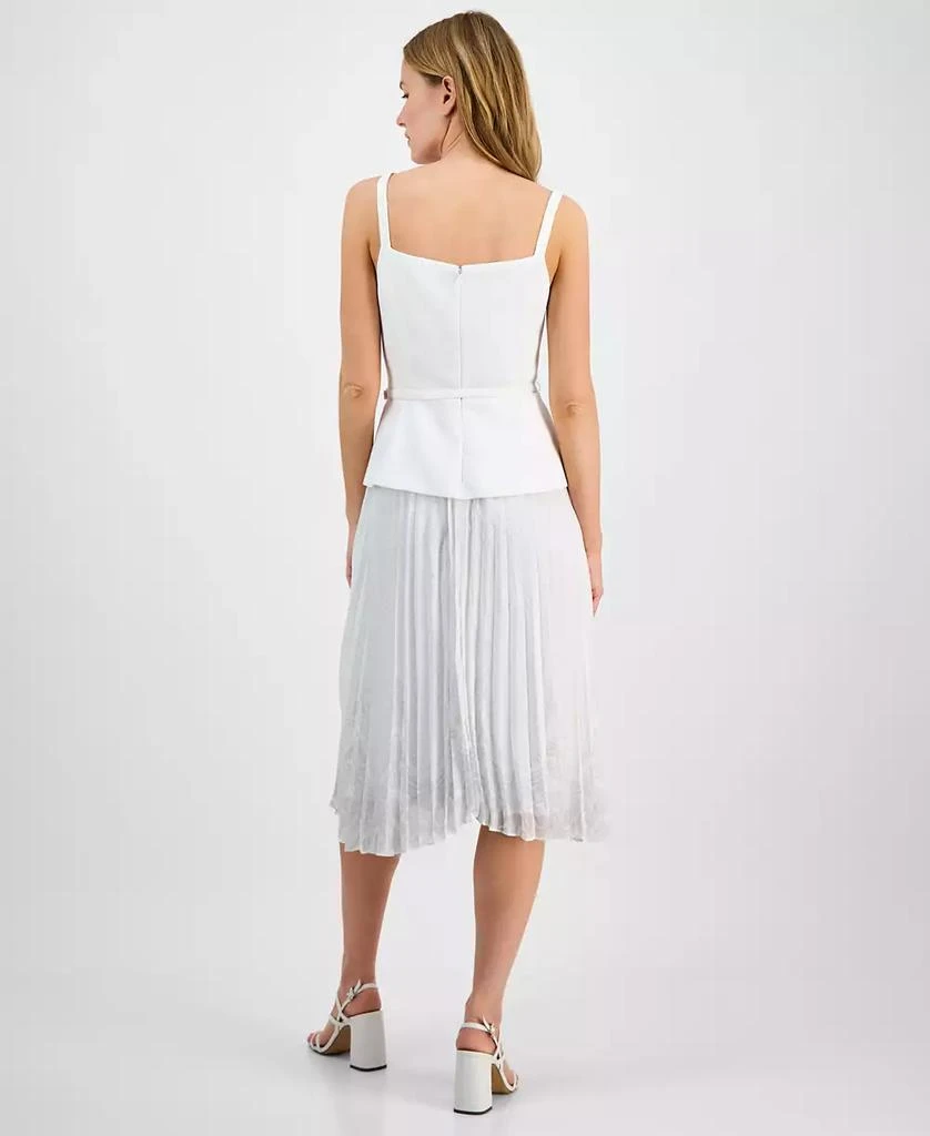 julia jordan Women's Sleeveless Belted Mix-Media Dress 4