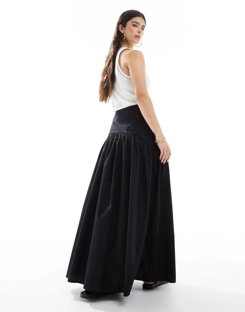 ASOS ASOS DESIGN drop waist maxi skirt in black 2