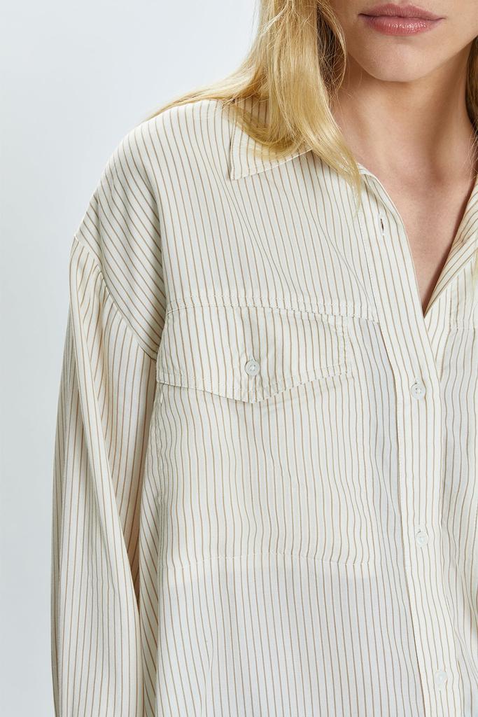 Pistola Denim Nellie Oversized Shirt - Tan Pinstripe