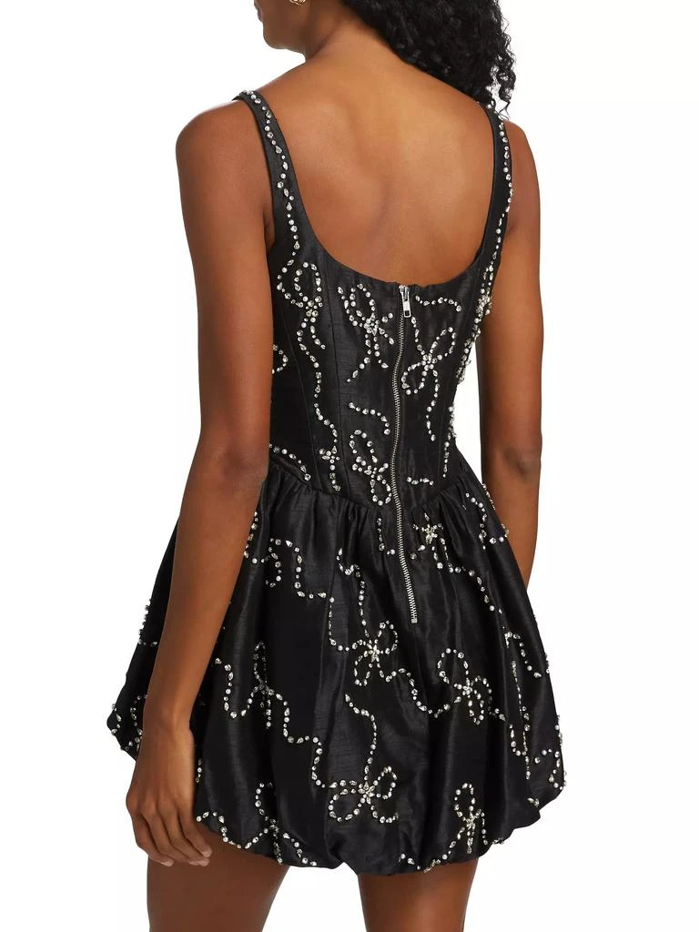 LOVESHACKFANCY Crystal Bow Shantung Brookhaven Minidress 5