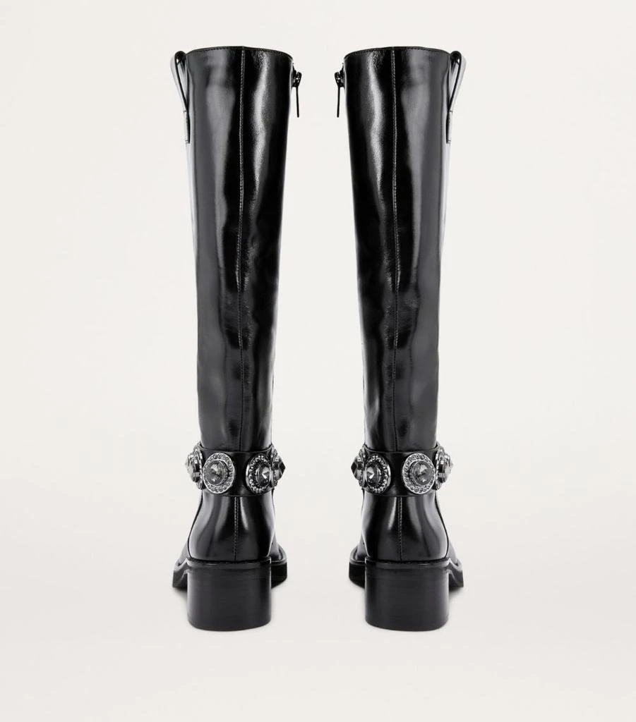 Kurt Geiger Viola Embellished Leather Moto Boot Leather