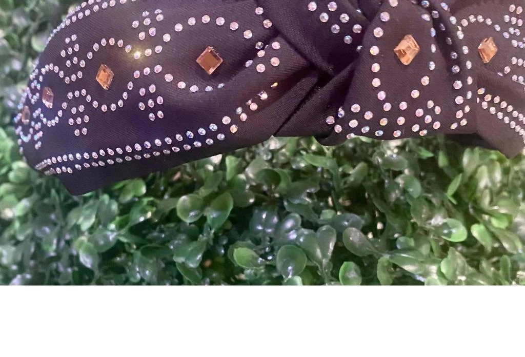 Pink Panache Pink Panache - Rhinestone Top Knot Headband With Western Boot Stitch Design 2